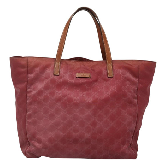GUCCI GG Canvas Tote Bag Nylon Pink Silver 282439 Auth ti3238