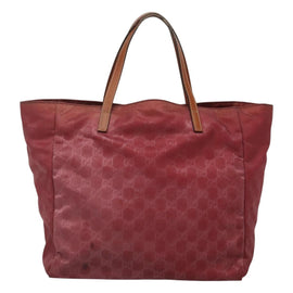 GUCCI GG Canvas Tote Bag Nylon Pink Silver 282439 Auth ti3238 - 0