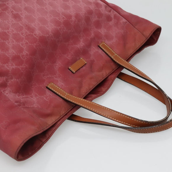 GUCCI GG Canvas Tote Bag Nylon Pink Silver 282439 Auth ti3238
