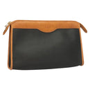 Christian Dior Clutch Bag PVC Black Gold Auth ti3240-1