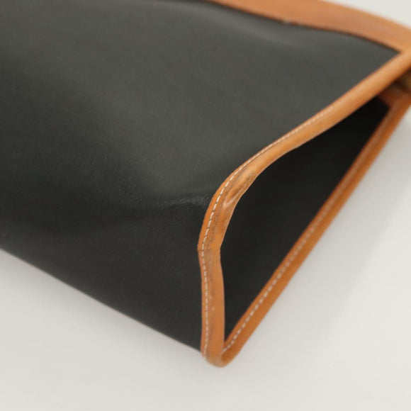 Christian Dior Clutch Bag PVC Black Gold Auth ti3240