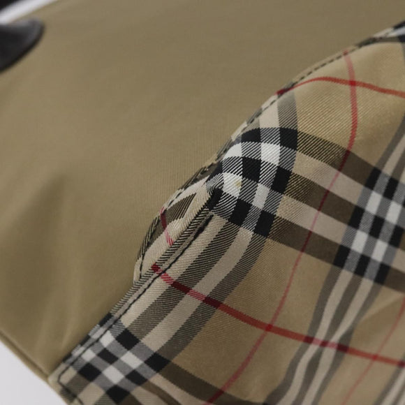 BURBERRY Nova Check Blue Label Tote Bag Nylon Beige Silver Auth ti3241