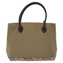 BURBERRY Nova Check Blue Label Tote Bag Nylon Beige Silver Auth ti3241-2