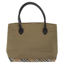 BURBERRY Nova Check Blue Label Tote Bag Nylon Beige Silver Auth ti3241-3