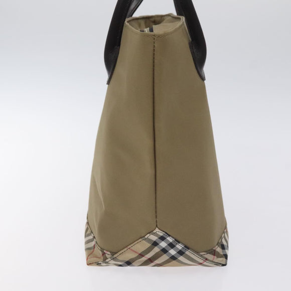 BURBERRY Nova Check Blue Label Tote Bag Nylon Beige Silver Auth ti3241