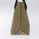 BURBERRY Nova Check Blue Label Tote Bag Nylon Beige Silver Auth ti3241-5