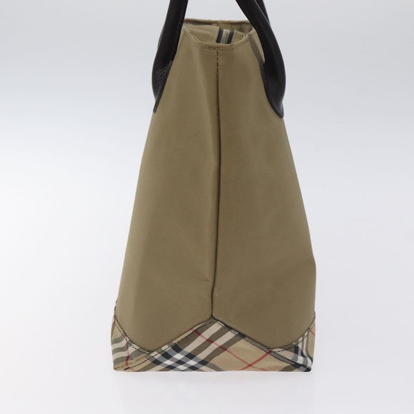 BURBERRY Nova Check Blue Label Tote Bag Nylon Beige Silver Auth ti3241