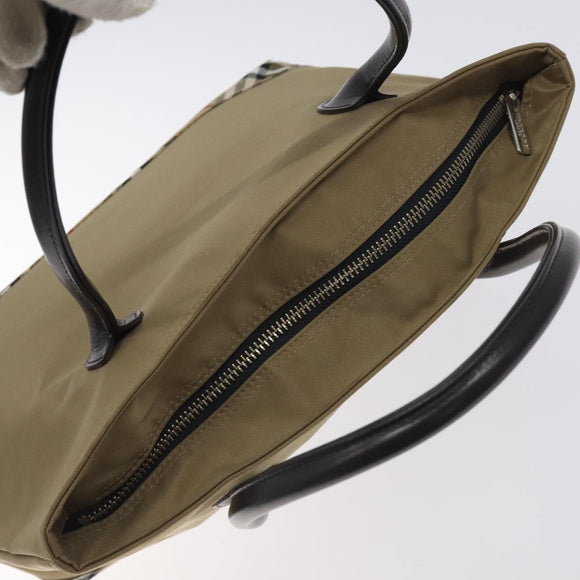 BURBERRY Nova Check Blue Label Tote Bag Nylon Beige Silver Auth ti3241