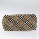 BURBERRY Nova Check Blue Label Tote Bag Nylon Beige Silver Auth ti3241-9