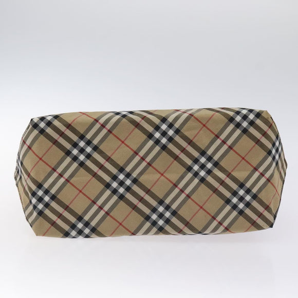 BURBERRY Nova Check Blue Label Tote Bag Nylon Beige Silver Auth ti3241