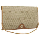 Christian Dior Honeycomb Canvas Chain Shoulder Bag PVC Beige Gold Auth ti3242-1