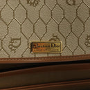 Christian Dior Honeycomb Canvas Chain Shoulder Bag PVC Beige Gold Auth ti3242-17