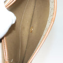 Christian Dior Honeycomb Canvas Chain Shoulder Bag PVC Beige Gold Auth ti3242-12