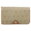 Christian Dior Honeycomb Canvas Chain Shoulder Bag PVC Beige Gold Auth ti3242-13