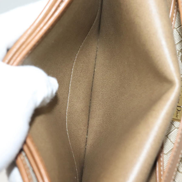 Christian Dior Honeycomb Canvas Chain Shoulder Bag PVC Beige Gold Auth ti3242