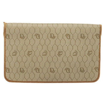 Christian Dior Honeycomb Canvas Chain Shoulder Bag PVC Beige Gold Auth ti3242 - 0