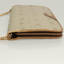 Christian Dior Honeycomb Canvas Chain Shoulder Bag PVC Beige Gold Auth ti3242-4