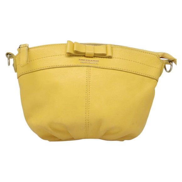 BURBERRY Blue Label Shoulder Bag Leather Yellow Gold Auth ti3250