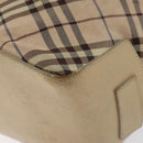 BURBERRY Nova Check Blue Label Tote Bag Nylon Beige Silver Auth ti3252-9