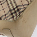 BURBERRY Nova Check Blue Label Tote Bag Nylon Beige Silver Auth ti3252-16