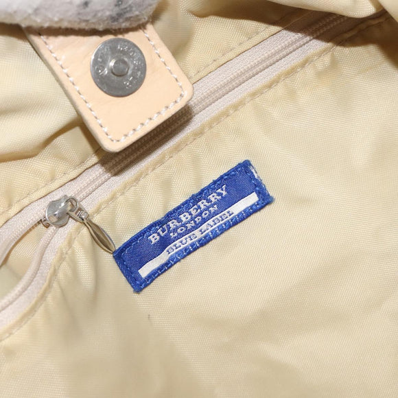 BURBERRY Nova Check Blue Label Tote Bag Nylon Beige Silver Auth ti3252