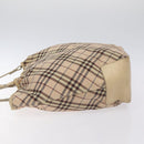 BURBERRY Nova Check Blue Label Tote Bag Nylon Beige Silver Auth ti3252-4