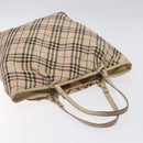 BURBERRY Nova Check Blue Label Tote Bag Nylon Beige Silver Auth ti3252-6