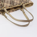 BURBERRY Nova Check Blue Label Tote Bag Nylon Beige Silver Auth ti3252-7