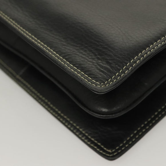 BALLY Hand Bag Leather Black Gold Auth ti3253