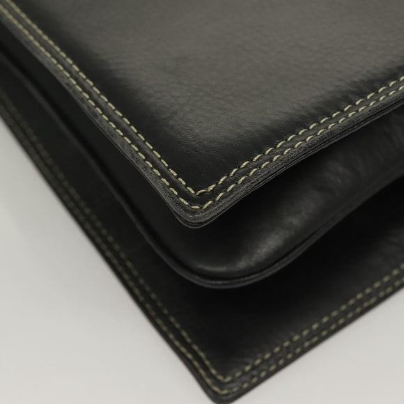 BALLY Hand Bag Leather Black Gold Auth ti3253