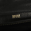 BALLY Hand Bag Leather Black Gold Auth ti3253-18