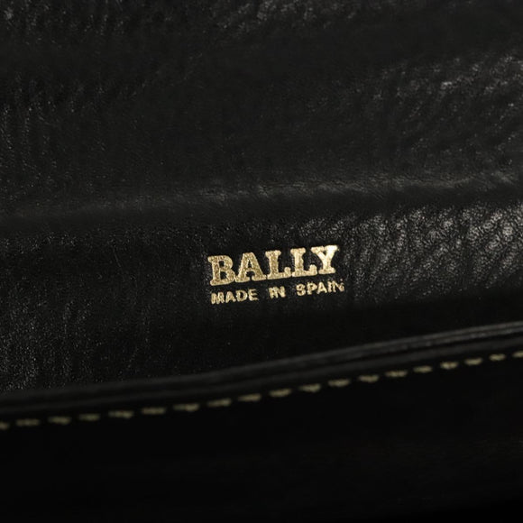 BALLY Hand Bag Leather Black Gold Auth ti3253