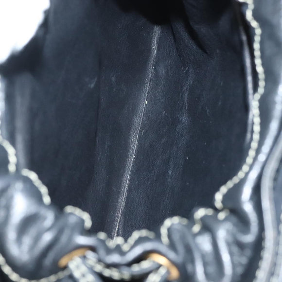 BALLY Hand Bag Leather Black Gold Auth ti3253