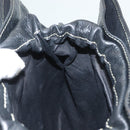 BALLY Hand Bag Leather Black Gold Auth ti3253-19