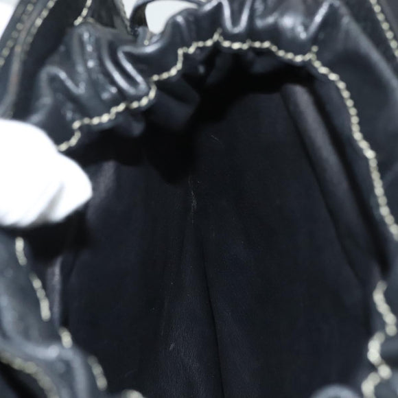 BALLY Hand Bag Leather Black Gold Auth ti3253