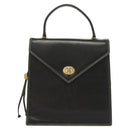 BALLY Hand Bag Leather Black Gold Auth ti3253-13