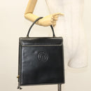 BALLY Hand Bag Leather Black Gold Auth ti3253-21