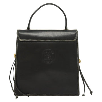 BALLY Hand Bag Leather Black Gold Auth ti3253 - 0