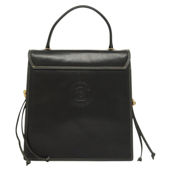 BALLY Hand Bag Leather Black Gold Auth ti3253