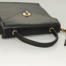 BALLY Hand Bag Leather Black Gold Auth ti3253-6