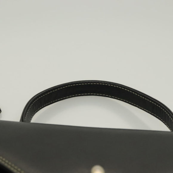 BALLY Hand Bag Leather Black Gold Auth ti3253