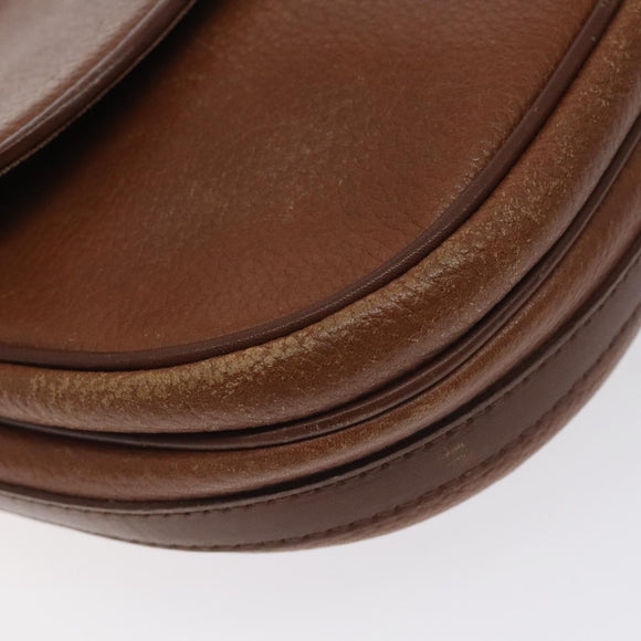 BURBERRY Shoulder Bag Leather Brown Gold Auth ti3255