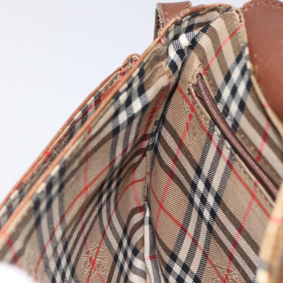 BURBERRY Shoulder Bag Leather Brown Gold Auth ti3255