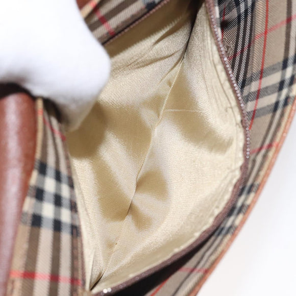 BURBERRY Shoulder Bag Leather Brown Gold Auth ti3255