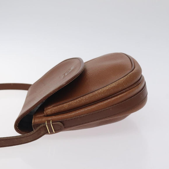 BURBERRY Shoulder Bag Leather Brown Gold Auth ti3255