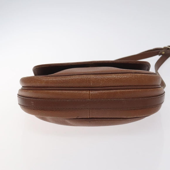 BURBERRY Shoulder Bag Leather Brown Gold Auth ti3255