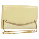 BALLY Chain Shoulder Bag Patent Leather Yellow Gold Auth ti3256-1