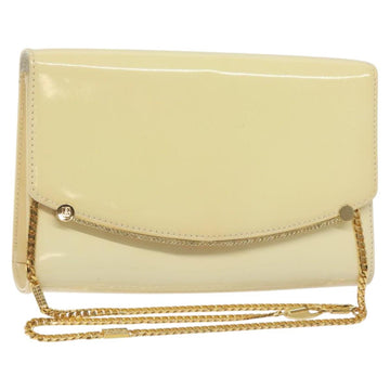 BALLY Chain Shoulder Bag Patent Leather Yellow Gold Auth ti3256