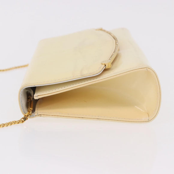 BALLY Schultertasche Kette Lackleder Gelbgold Auth ti3256
