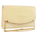BALLY Schultertasche Kette Lackleder Gelbgold Auth ti3256-1